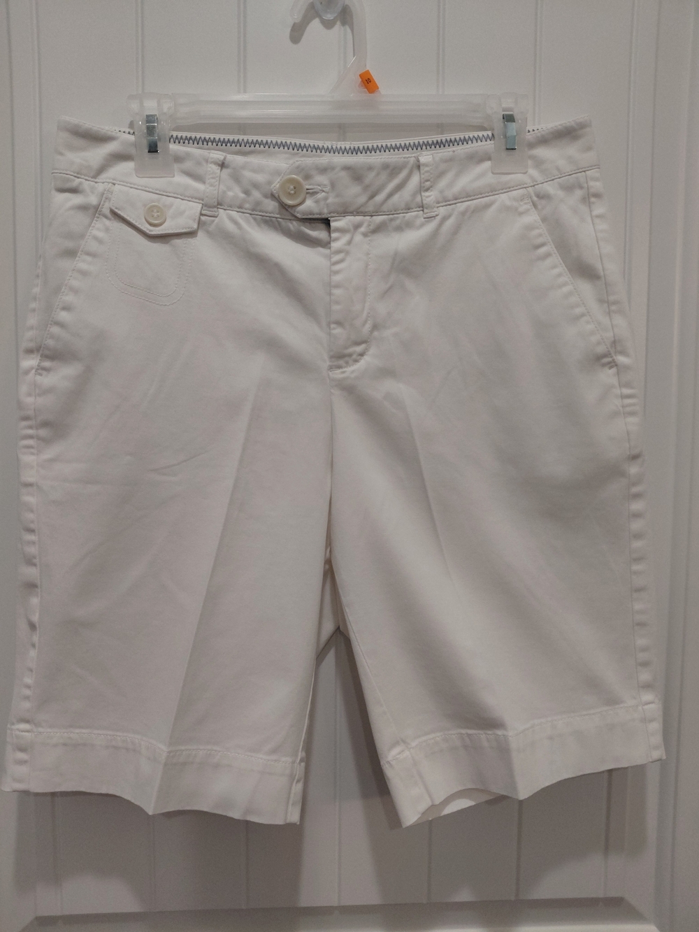 Dockers White Women's Bermuda Shorts - Classic Flat Front #0812